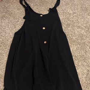 Black Tie-Strap Tank Top with Button Front